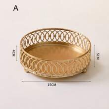 1pc Rama Decor Premium Lightweight Luxury Home Storage Rack, Double Layer Round Tray Tabletop Display Shelf, Suitable For Dining Room, Living Room, Holiday Party Decoration - Multicolor - View 8