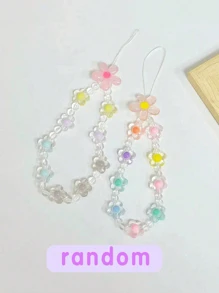 Cream-Colored Wavy Edge Shiny Oil Ditsy Floral Painted Anti-Drop Phone Case With Handmade Beaded Bracelet, Compatible With IPhone 16/11/16pro/16plus/16promax/16e/15Promax/13/14/12/XS/XR/7G/8P, Also Compatible With Samsung Galaxy S25/S25PLUS/S25 Ultra/A16/A36/A26/A56/A50/A12/A32 Waterproof Shockproof Scratch Resistant,International Version, Not The Domestic Version - Multicolor - View 6