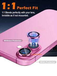 ZYONS 6片/套粉色金属相机镜头保护膜，完美贴合，圆形后置摄像头镜头盖，兼容 17 Pro Max/17 Air/16 Pro Max/16 Pro/16 Plus/16/16E/15/14/13 Mini/12/11系列 - 6pcs - 查看 5