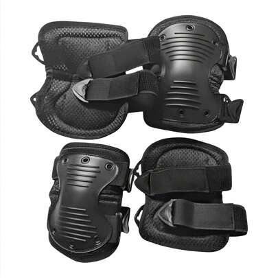 Rodilleras Y Coderas Reforzadas Tácticas Kw004 Kampak Color Negro