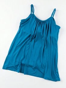 Built In Bra Padded Women Camisole Cami Vest Plus Size 2 In 1 Push Up Tank Tops Summer Beach Flowy Swing Casual Loose Fit Blouse Top Shelf Bra Spaghetti Strap S To 4XL - 藍色 - 查看 8