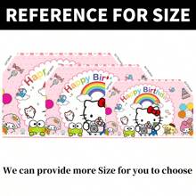 Sanrio 1 pezzo Striscione per festa di compleanno di Hello Kitty di Sanrio - Sfondo di compleanno felice con gatto kawaii carino, decorazioni per feste, telo da parete per sala delle feste, accessori studio, 210 x 150 cm / 150 x 100 cm / 100 x 75 cm