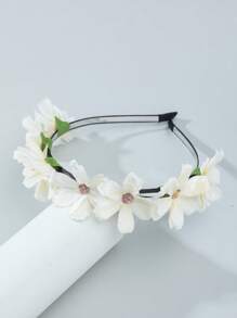 1 件花卉印花波西米亚金属头带，带仿花装饰，女士百搭发饰