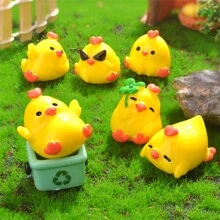 1pc Cute Cartoon Lucky Chick Micro Landscape Desktop Decoration, Funny Chick Wearing Sunglasses DIY Small Accessory - Multicolor - View 1