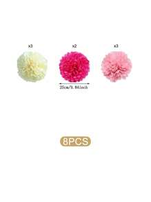 8 piezas de pompones de papel, pompones de papel de colores mixtos modernos para fiestas, Navidad