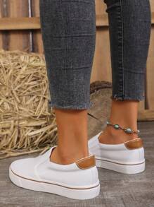 Couples Canvas Slip-On Slouchy Shoes For Walking - 白色 - 查看 4