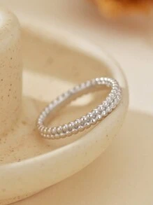 Eleganter, einzigartiger Designer Doppelschicht-Perlenring, minimalistisch, 925er Sterlingsilber-Ring für Frauen, für den täglichen Gebrauch, wasserfest, hochwertig