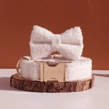 可定制毛绒狗项圈，带蝴蝶结、个性化姓名和联系信息 - 金属扣，柔软无害，可爱时尚宠物项圈适合小型、中型、大型犬 - 項圈和蝴蝶結 - 查看 16