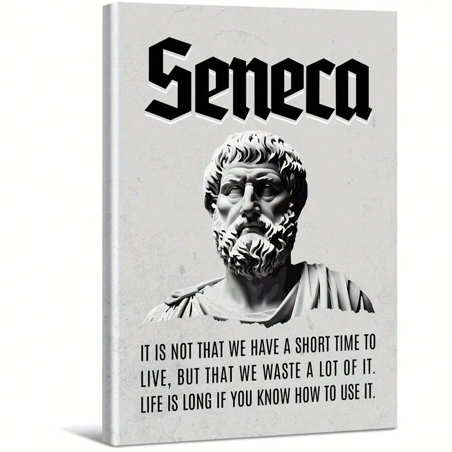 Seneca Quote On Life And Time Large Wooden Framed Wall Art Home Decor Canvas Painting- For Bedroom, Bathroom, Living Room, Office, Kitchen, Holiday Gift- 1pc - Multicolor - View 1