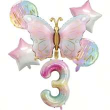 Bộ 6 bóng bay chủ đề bướm, bóng bay lá kim loại hình ngôi sao 40 inch, bóng bay lá kim loại hình bướm Macaron, thích hợp để trang trí tiệc sinh nhật, không cần điện - Nhiều màu - Xem 10