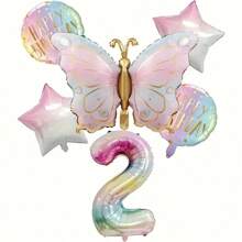 Bộ 6 bóng bay chủ đề bướm, bóng bay lá kim loại hình ngôi sao 40 inch, bóng bay lá kim loại hình bướm Macaron, thích hợp để trang trí tiệc sinh nhật, không cần điện - Nhiều màu - Xem 4