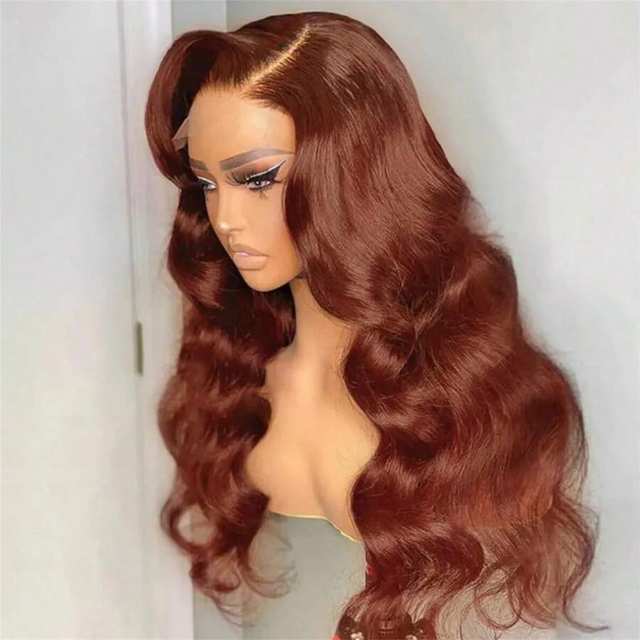 Reddish Brown Body Wave Lace Front Wigs Human Hair Pre Plucked With Baby Hair 180% Density 13x4 13x6 HD Transparent Lace Front Wigs Human Hair Wig Human Hair 26 28 30 Inch
