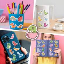 100pcs Cartoon Dinosaur Stickers, Waterproof Vinyl Decals For Water Bottles, Laptops, Phones, Skateboards, Guitars, Luggage, Scrapbooks, Helmets, Party Supplies Decoration For Kids, Teens, Adults