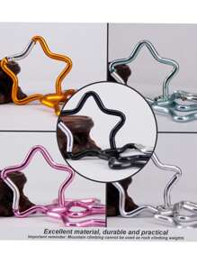 Star Shaped Carabiner, Cute Carabiner Spring Clamp Keyring Keychain Aluminum Clip For Outdoor Camping Travelers, Carabiner, Suitable For Travel, Fitness And Daily Use, Must-Have For Postmen, Must-Have For Back To School, Valentine's Day Gift, Thanksgiving Gift, Perfect Gift For Girlfriend, Sister, Mom, Teacher, Mother's Day Gift, Father's Day Gift, Teacher's Day Gift - Multicolor - View 3