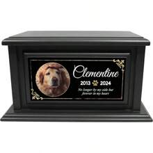 Personalized Pet Urns Made Of Solid Pine Wood, Custom Urn Box For Dog Ashes, Large Burial And Cremation Urns For Dog Memorial, Black Wood Color (Design 10) - 藍色 - 查看 3