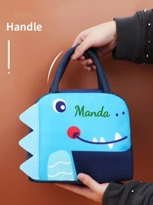 1pc Customized Name Letter Theme Insulated Lunch Bag, Linen Blend, Ideal Gift For Back To School, Anniversary, Birthday Party,Delicate Romance