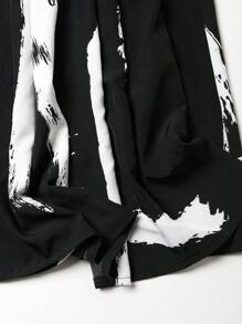 Women's Casual Loose Design Unique Ink Print High-End Slimming Skirt - Black - View 6