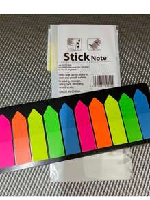 Notas adesivas com marcador de régua post it marcador de página livro papelaria escritório stick notes flags - Multicolorido - Visão 2