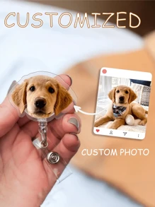 1pc Customized Key Chain Badge Reel - Personalized Photo (Pet, Baby, Star, Company Logo) Acrylic Retractable Badge Reel, Interesting Photo Badge Reel, Suitable For All Seasons - Customized Pet Badge Reel - Nurse Badge Reel With Photo - Campus Badge Reel - Transparent - View 10
