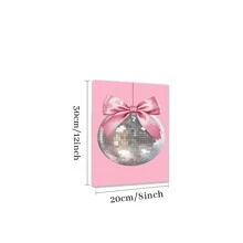 Pink Coquette Room Decor, Coquette Pink Bow Disco Ball Preppy Wall Art, Pink Room Decor Aesthetic, Coquette Posters For Teen Girls Bedroom Decor, Pink Posters Wall Decor - 杏色 - 查看 6