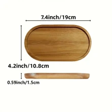 1 pieza Bandeja de madera de acacia, bandeja de desayuno, bandeja de madera maciza, bandeja multiusos para aperitivos, tartas, pan, aperitivos, frutas, té, fiestas, para servir platos, aperitivos, bebidas, sushi, bistec, pizza, postres, pasteles y pan, bandeja de café, platillo, artículos de cocina para el hogar, hermosos regalos para familiares y amigos