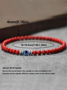 YAUKIA 1 件邪恶之眼天然绿松石黑玛瑙虎眼珠弹力男女通用手链强度保护 - 彩色 - 查看 6