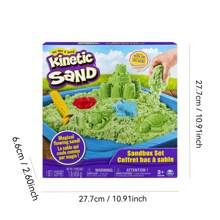 Spin Master Kinetisch zand, zandbakset voor kinderen met 1 lb groen en 3 mallen, sensorisch speelgoed voor kinderen van 3 jaar en ouder