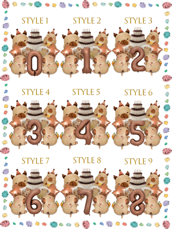 Cartoon Capybara Theme Caramel Color Digital Aluminum Film Latex Balloon Set Birthday Party Gift, Wedding Balloons, Wedding Decor, Home Decor, Room Decor, Party Favors Bride Gifts Graduation Birthday Decorations Party Decorations Bachelorette Decor Graduation Decorations School Decor School Surprise Dormitory Decor Back To School School Supplies