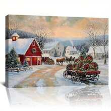 Framed Christmas Canvas Wall Art, Rustic Wall Decor, Winter Picture  Artwork, Christmas Decorations For Living Room, Bedroom, Farmhouse