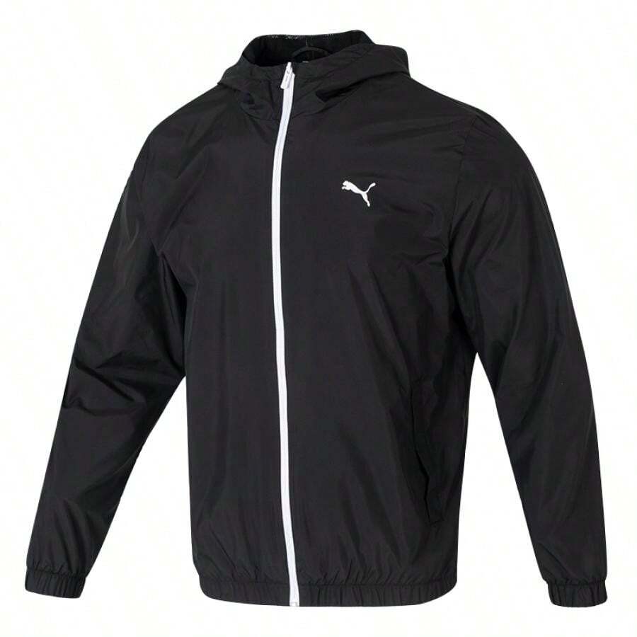 Puma 男式舒适百搭连帽运动夹克 691345-01 - 黑色 - 查看 1
