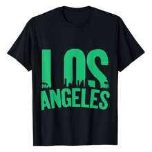 LOS ANGELES City Scapes Greens T-Shirt Men's Cotton Short Sleeve T-Shirt, Perfect For Summer Adventures, 100% Soft Fabric, Ideal For Sports, Work, And Relaxation 