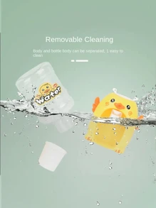 1 件儿童趣味饮水机，迷你家用仿真玩具，可爱小鸭形状，按压式，双层饮水机，果汁饮水机。