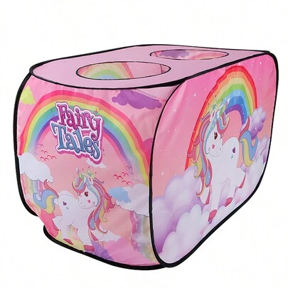 1个卡通儿童帐篷游戏屋，室内外攀爬玩具，便携可折叠无需组装，是派对装饰的理想选择，也是送给男孩女孩的复活节/儿童节礼物。