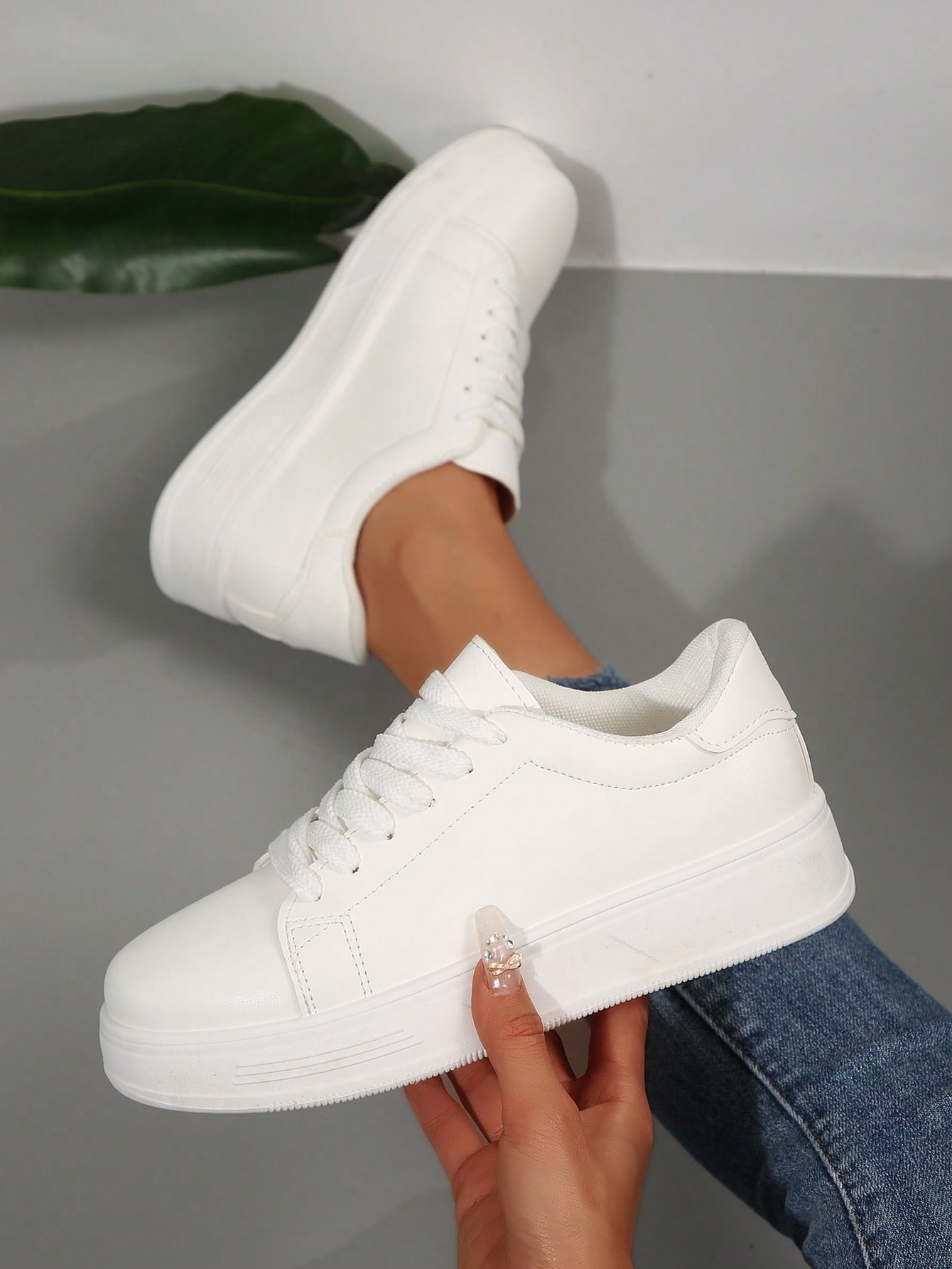 White thick sole sneakers