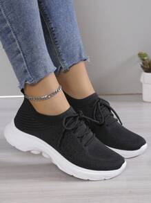 Women's Fashionable Bohemian Style Thick Sole Super Light Non-Slip Breathable Casual Sneakers, Women's Outdoor Running Shoes