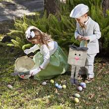 Easter Tote Bag, Cute Cartoon Rabbit Large Capacity Plush Basket Children Festival Present Bag - Light Grey - View 5