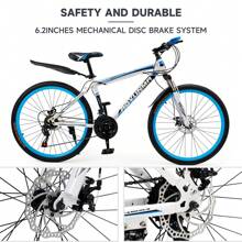 Areyourshop 26" Mountain Bike For Men/Women, 24 Speed Twist Shifting, Front Or Dual Suspension, Comfort Saddle Red/White/Blue/Green - Blue - View 3