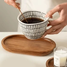1 pieza Bandeja de madera de acacia, bandeja de desayuno, bandeja de madera maciza, bandeja multiusos para aperitivos, tartas, pan, aperitivos, frutas, té, fiestas, para servir platos, aperitivos, bebidas, sushi, bistec, pizza, postres, pasteles y pan, bandeja de café, platillo, artículos de cocina para el hogar, hermosos regalos para familiares y amigos