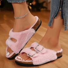 Women's Flat Cork Footbed Sandal With Comfort Cork Footbed Wide Widths Available - Pink - View 4