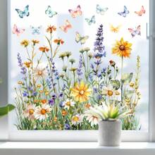 1pc Fresh White Daisy Flower Glass Sticker, Casual Daily Necessity, Stickers, Wall Decal, Vinly Decal For Home Decorations, Spring Decoration Items Refresh Your Home, Rama Decoration Stickers