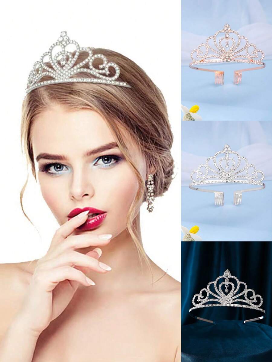 1pc Women's Casual Luxury Silver Elegant Minimalist Princess Hair Accessory, Bridal Crown