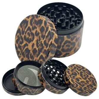 40/50mm Metal Leopard Print Grinder, 4 Layer Manual Herb Crusher Mortar Pestle Spice Herb Coffee Grinder Rolling Tool Accessory