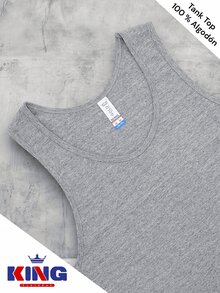 King T-shirt Playera Tipo Tank Top para Hombre 100% Algodón - Camisetas Básicas de Alta Calidad para uso Casual, Estampar, Personalizar, Uniformes Empresariales y Emprendedores. En Varios Colores - Ideal para Negocios de Ropa y Publicidad
