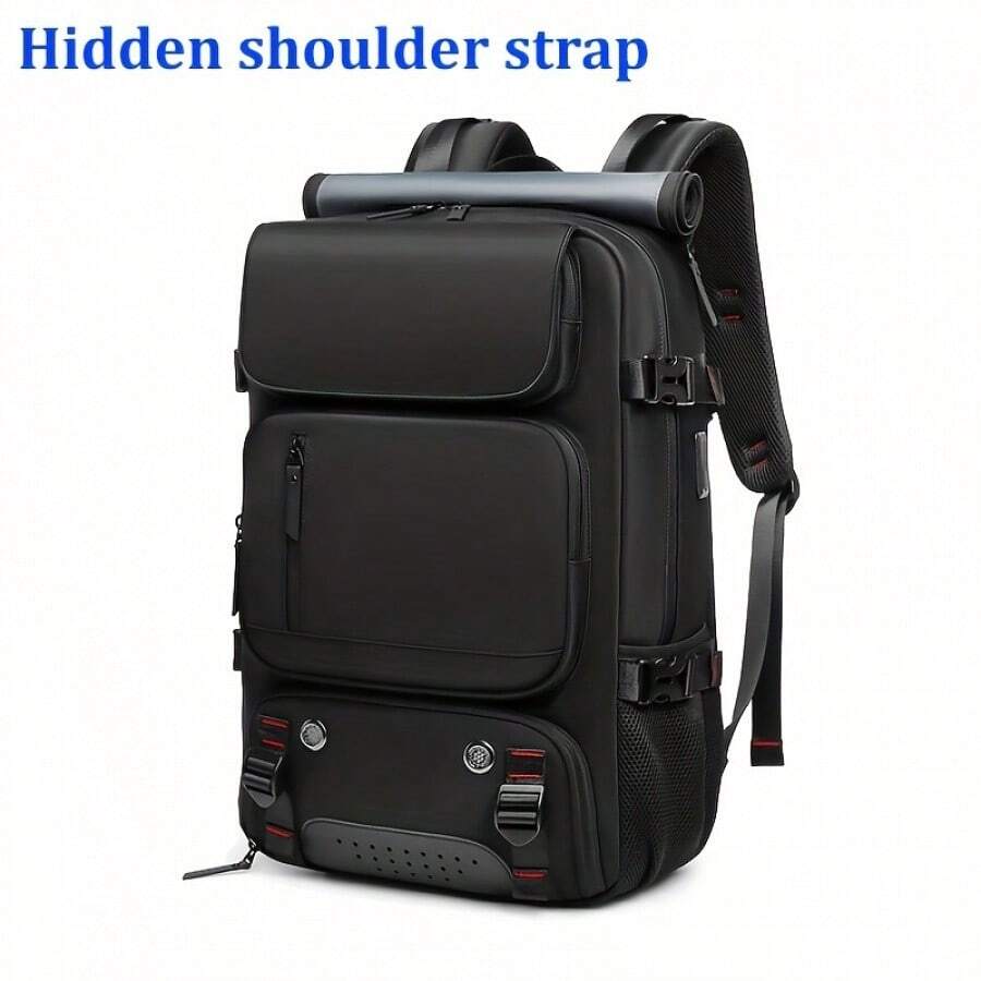 Latest 16 Inch Business Laptop Backpack, Travel Rucksack With Separate Shoe Bag, Outdoors Hiking Camping Backpack - Black - View 1