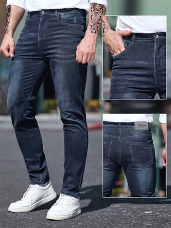 2025新款时尚品牌男士修身牛仔裤美式复古休闲长裤秋冬多色