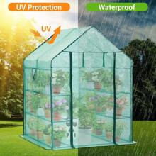 Ohuhu Greenhouse For Outdoors With Screen Windows, Walk In Plant Greenhouses Heavy Duty With Durable PE Cover, 3 Tiers 12 Shelves Stands Plastic Portable Green House With Shelf Clips