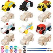 12PCS Unfinished Wooden Cars, Wood DIY Car, Wood Crafts, Painting Crafts Kit, Easy Woodworking Set, Family Activities Arts And Crafts, Great For Birthday Gifts, Party