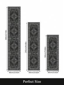 1 件复古宫廷风格地毯，波西米亚几何图案涤纶矩形印花地毯，易于清洁和机洗，适用于走廊、楼梯、入口、卧室、家居装饰 - 彩色 - 查看 2
