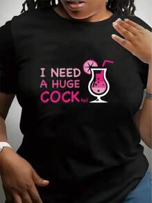Funny I Need A Huge  Graphic Tee  Soft, Short Sleeve, Crew Neck  Casual Summer Top For Women, Print, Clothing