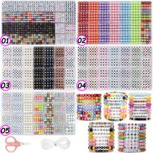 840 件 6 色 4x7 毫米字母珠子用于手链制作套件字母珠子用于珠宝制作带数字心形珠子友谊手链套件